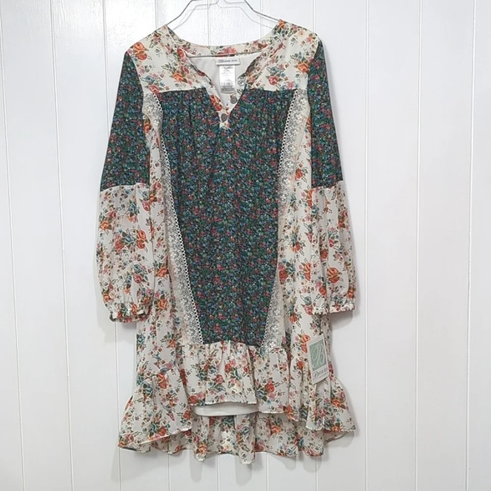 🌟NWT Bonnie Jean Girl Floral and Lace Dress